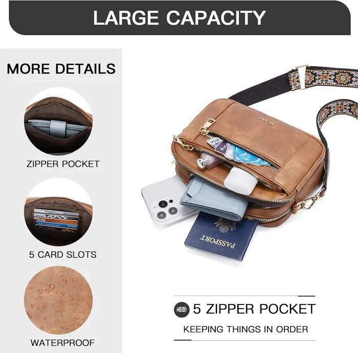 Multifunctional zipper crossbody bag