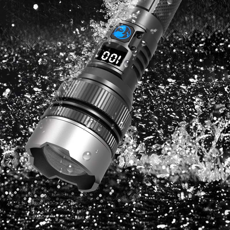 Waterproof Rechargeable Digital Display 2-in-1 Flashlight