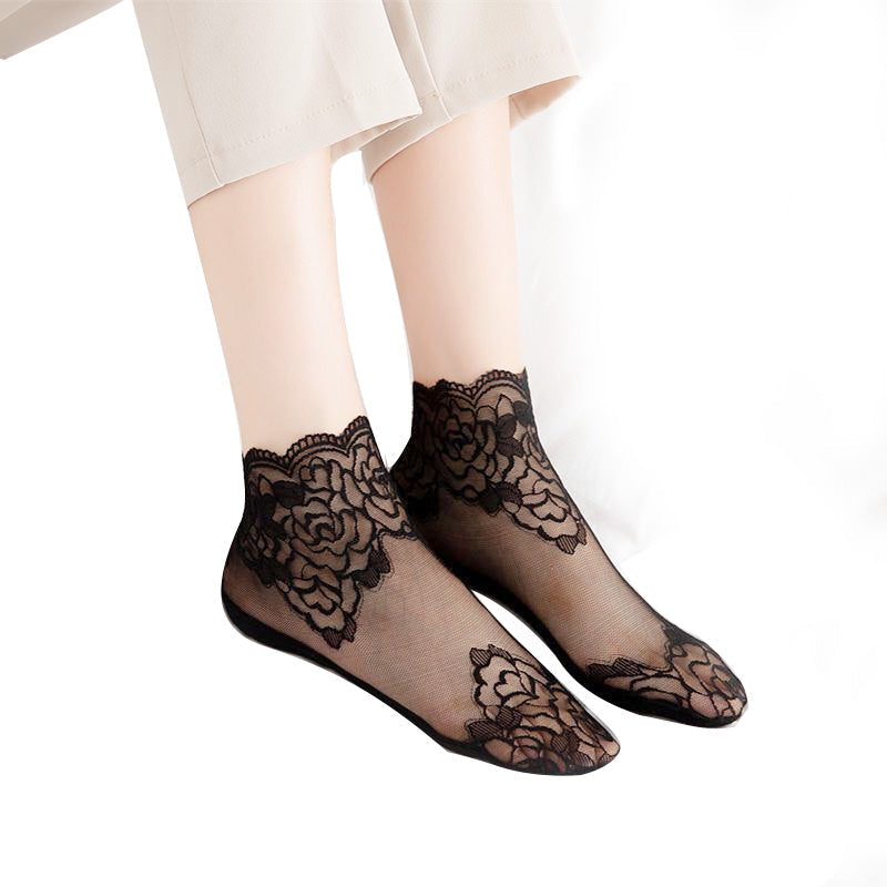 Ladies Fashion Lace Socks (6 Pairs)