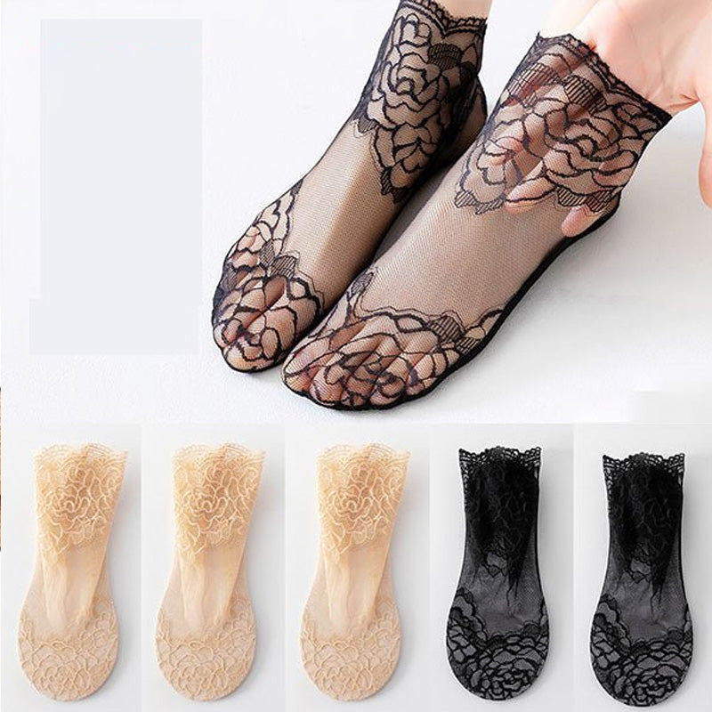 Ladies Fashion Lace Socks (6 Pairs)