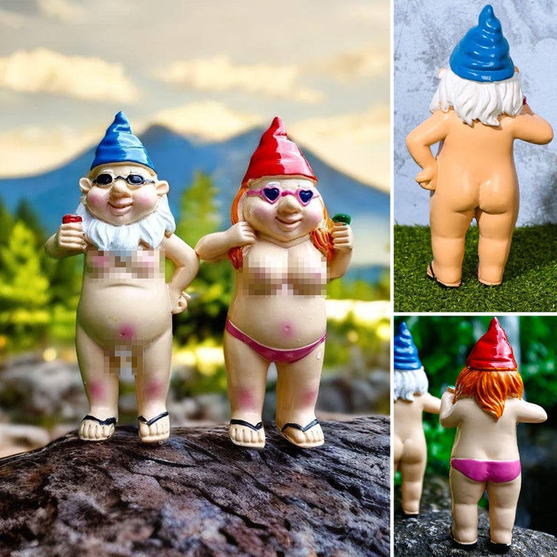 Naughty Garden Gnome Funny Statue