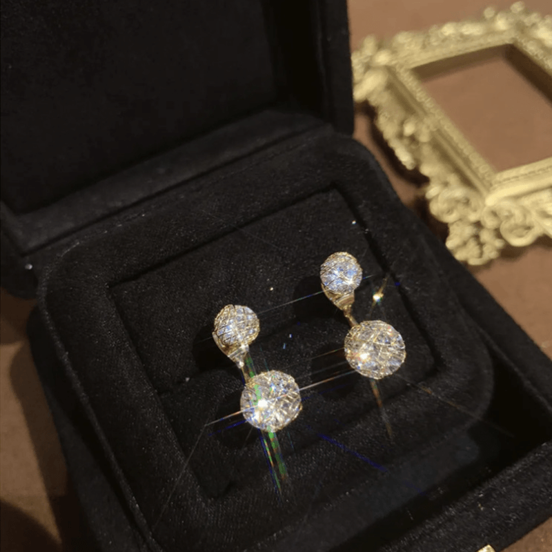 Simple Hollow Diamond Ball Earrings