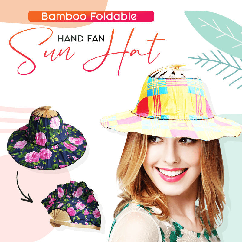 Bamboo Foldable Hand Fan Sun Hat