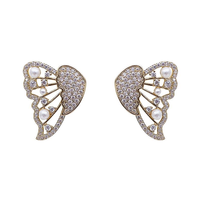 Butterfly Earrings With Pearls And Diamonds